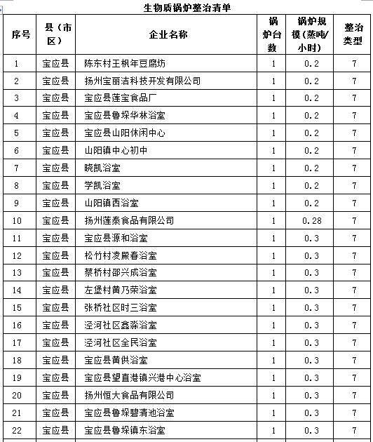 锅炉整治清单