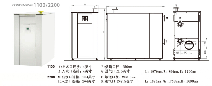 康丹森全预混冷凝锅炉外形尺寸